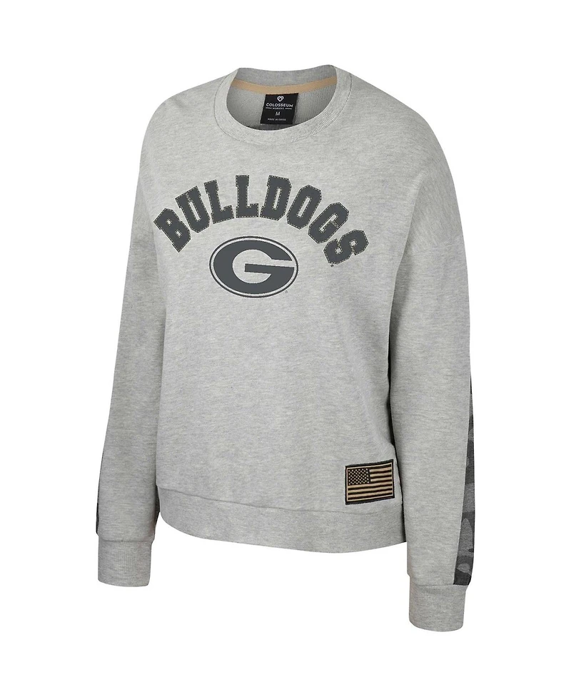Women's Colosseum Heather Gray Georgia Bulldogs Oht Military-Inspired Appreciation Flag Rank Dolman Pullover Sweatshirt