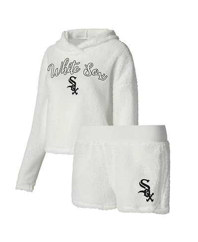 Women's Concepts Sport Cream Chicago White Sox Fluffy Hoodie Top and Shorts Sleep Set