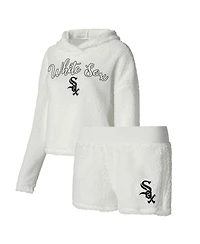 Women's Concepts Sport Cream Chicago White Sox Fluffy Hoodie Top and Shorts Sleep Set