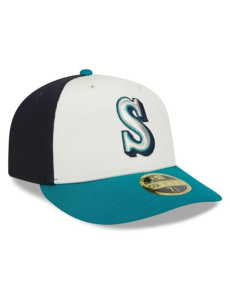 Men's New Era Cream Seattle Mariners 2024 Batting Practice Low Profile 59FIFTY Fitted Hat