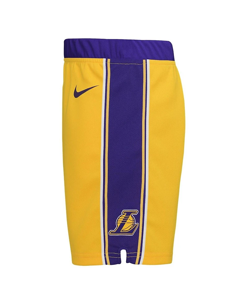 Little Boys and Girls Nike Gold Los Angeles Lakers Icon Replica Shorts
