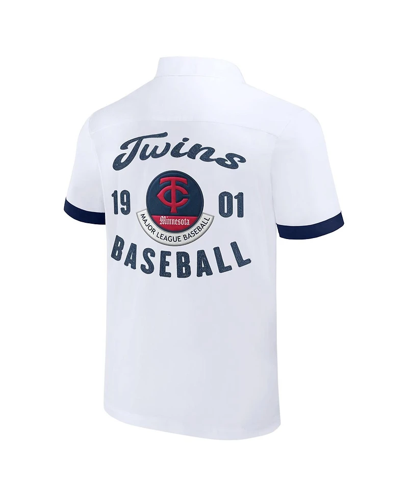 Men's Darius Rucker Collection By Fanatics White Minnesota Twins Bowling Button-Up Shirt