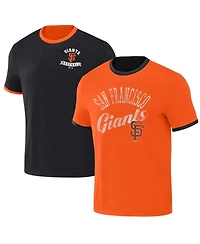 Men's Darius Rucker Collection by Fanatics Black, Orange Distressed San Francisco Giants Two-Way Ringer Reversible T-shirt