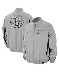 Men's Nike Silver Distressed Brooklyn Nets Courtside Vintage-Like Warmup Full-Zip Jacket