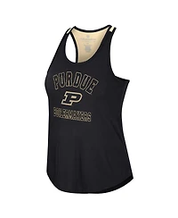 Women's Colosseum Black Distressed Purdue Boilermakers 10 Days Racerback Scoop Neck Tank Top