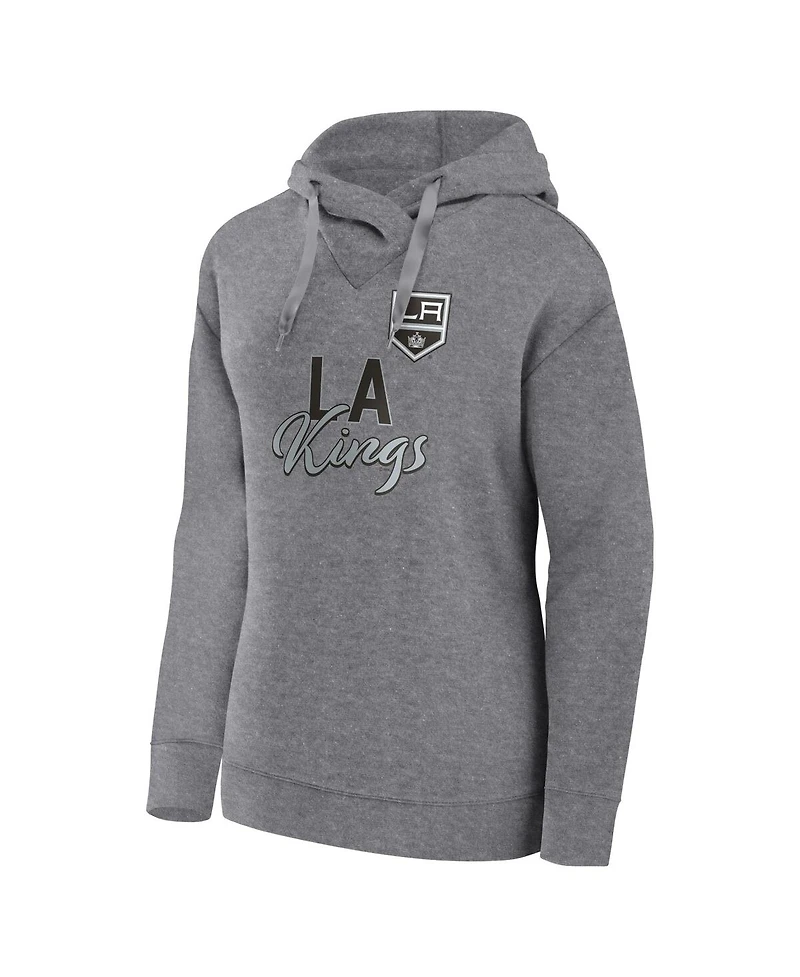 Women's Fanatics Heather Gray Los Angeles Kings Script Favorite Pullover Hoodie