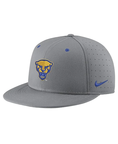Men's Nike Gray Pitt Panthers Usa Side Patch True AeroBill Performance Fitted Hat