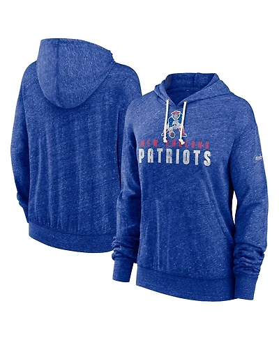 Women's Nike Royal Distressed New England Patriots Rewind Gym Vintage-Like Lighweight Pullover Hoodie