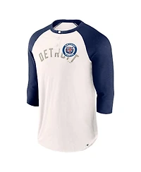 Men's Fanatics White, Navy Detroit Tigers Backdoor Slider Raglan 3/4-Sleeve T-shirt