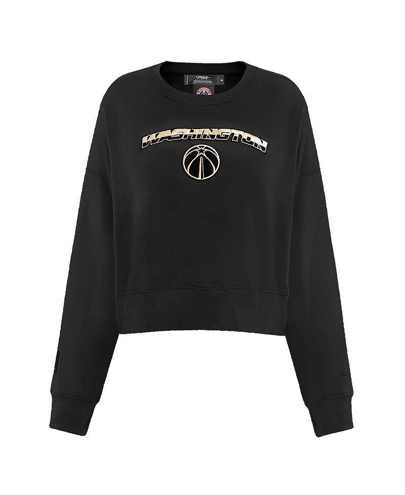 Women's Pro Standard Black Washington Wizards Glam Cropped Pullover Sweatshirt