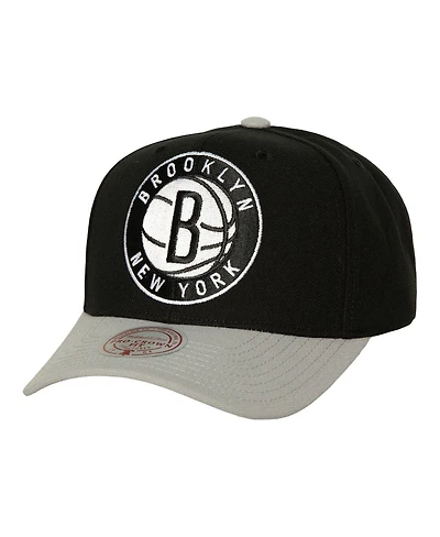 Men's Mitchell & Ness Black, Gray Brooklyn Nets Soul Xl Logo Pro Crown Snapback Hat