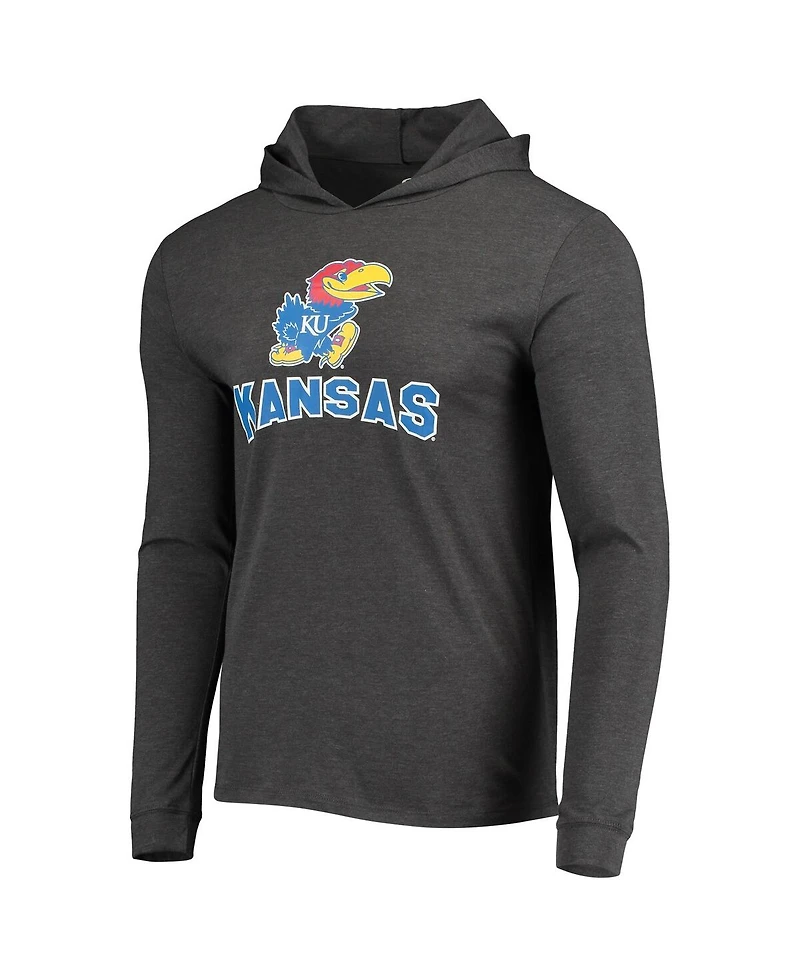 Men's Concepts Sport Royal, Heather Charcoal Kansas Jayhawks Meter Long Sleeve Hoodie T-shirt and Jogger Pajama Set