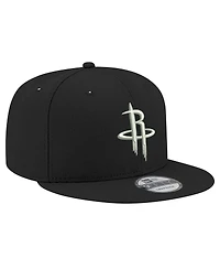 Men's New Era Houston Rockets Black and White 9FIFTY Snapback Hat