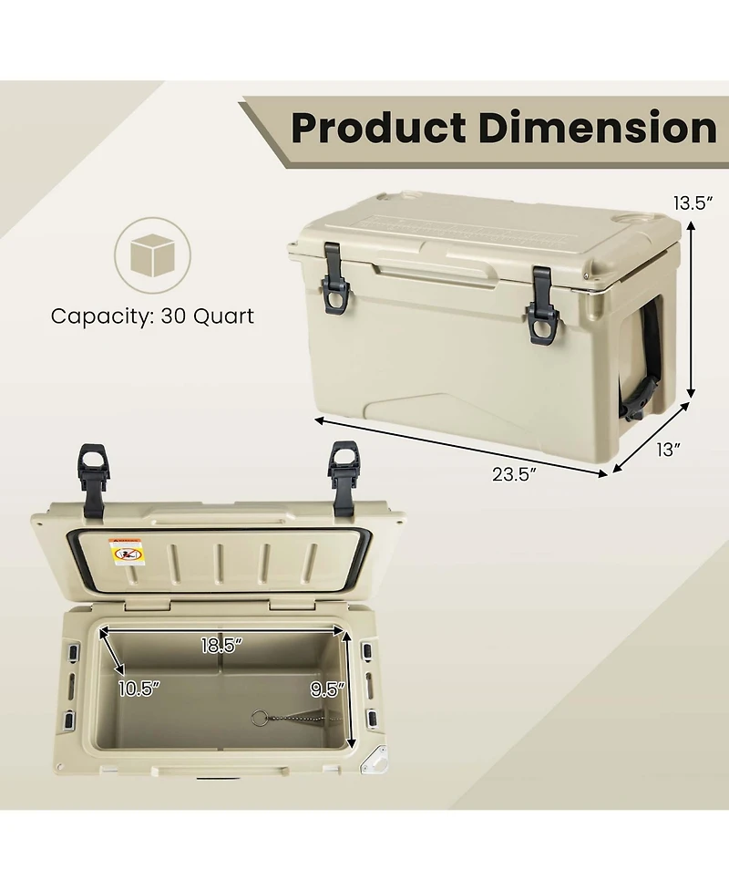 Costway 25 Qt Portable Cooler Rotomolded Ice Chest Insulated Box