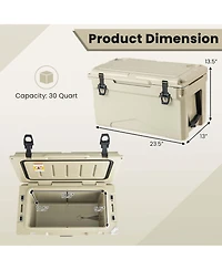 Costway 25 Qt Portable Cooler Rotomolded Ice Chest Insulated Box