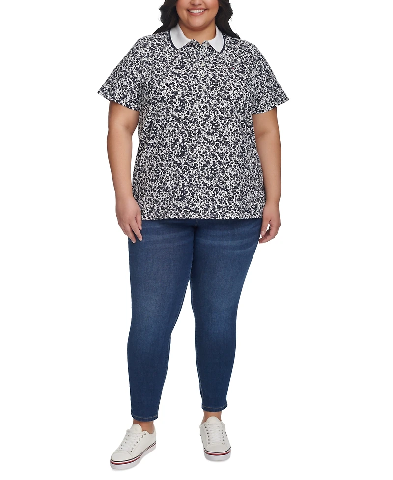 Tommy Hilfiger Plus Buttercup Floral-Print Polo Shirt