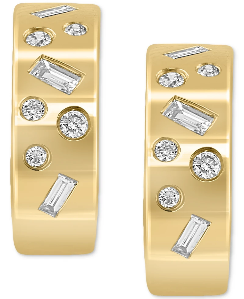 Effy Diamond Small C-Hoop Earrings (1/4 ct. t.w.) in 14k Gold, 0.5"