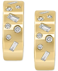 Effy Diamond Small C-Hoop Earrings (1/4 ct. t.w.) in 14k Gold, 0.5"