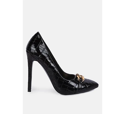 Fanfare Croc Stiletto Pump Heels