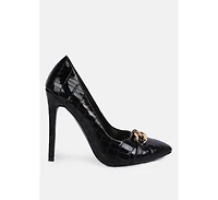 Fanfare Croc Stiletto Pump Heels