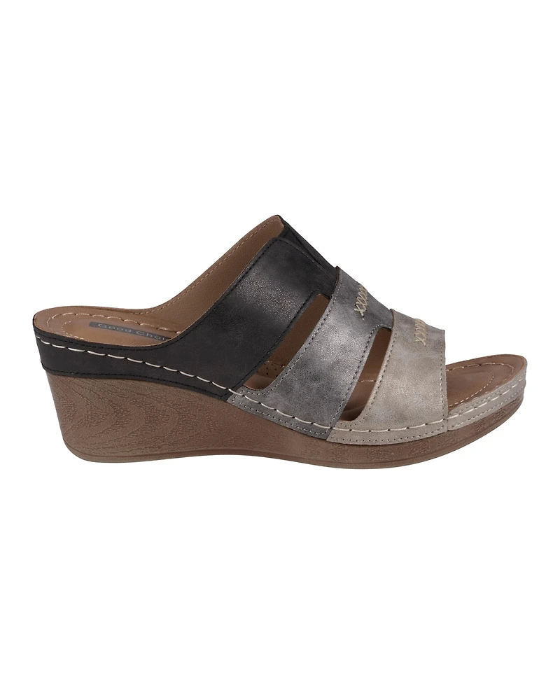 Gc Shoes Women's Delores Triple Band Wedge Sandals