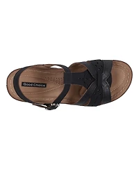 Gc Shoes Women's Darry Perforated T-Strap Slingback Wedge Sandals