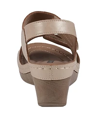 Gc Shoes Women's Tulip Stay-Put Double Band Flower Wedge Sandals