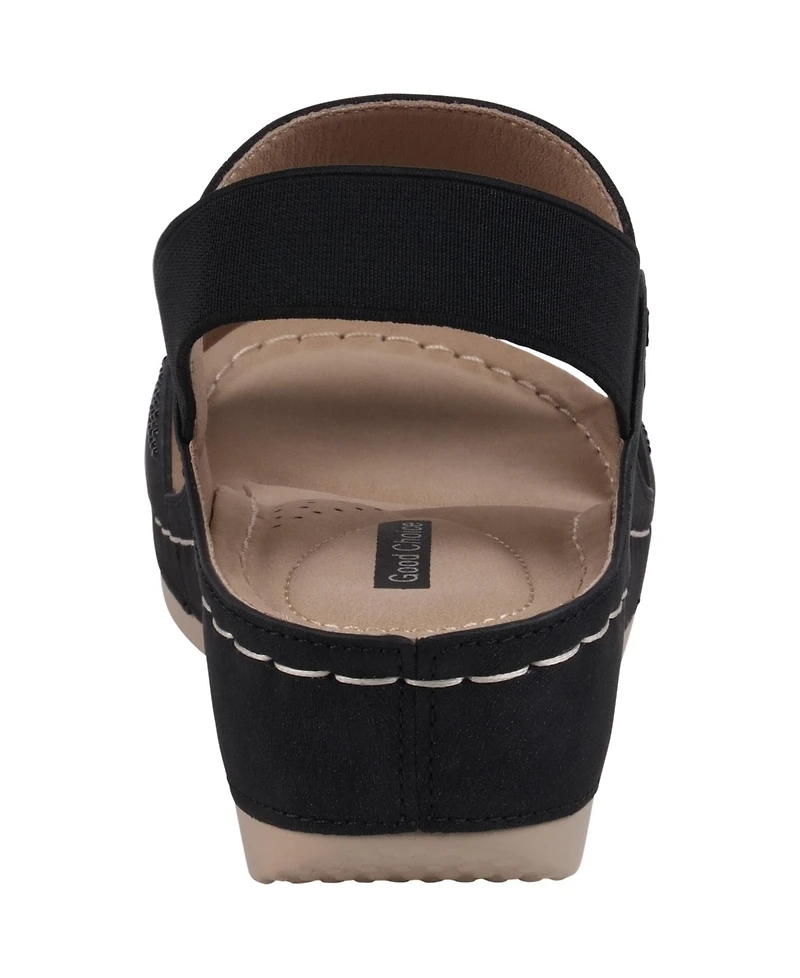 Gc Shoes Women's Tammy Embellished Elastic Double Band Wedge Sandals
