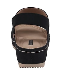 Gc Shoes Women's Tammy Embellished Elastic Double Band Wedge Sandals
