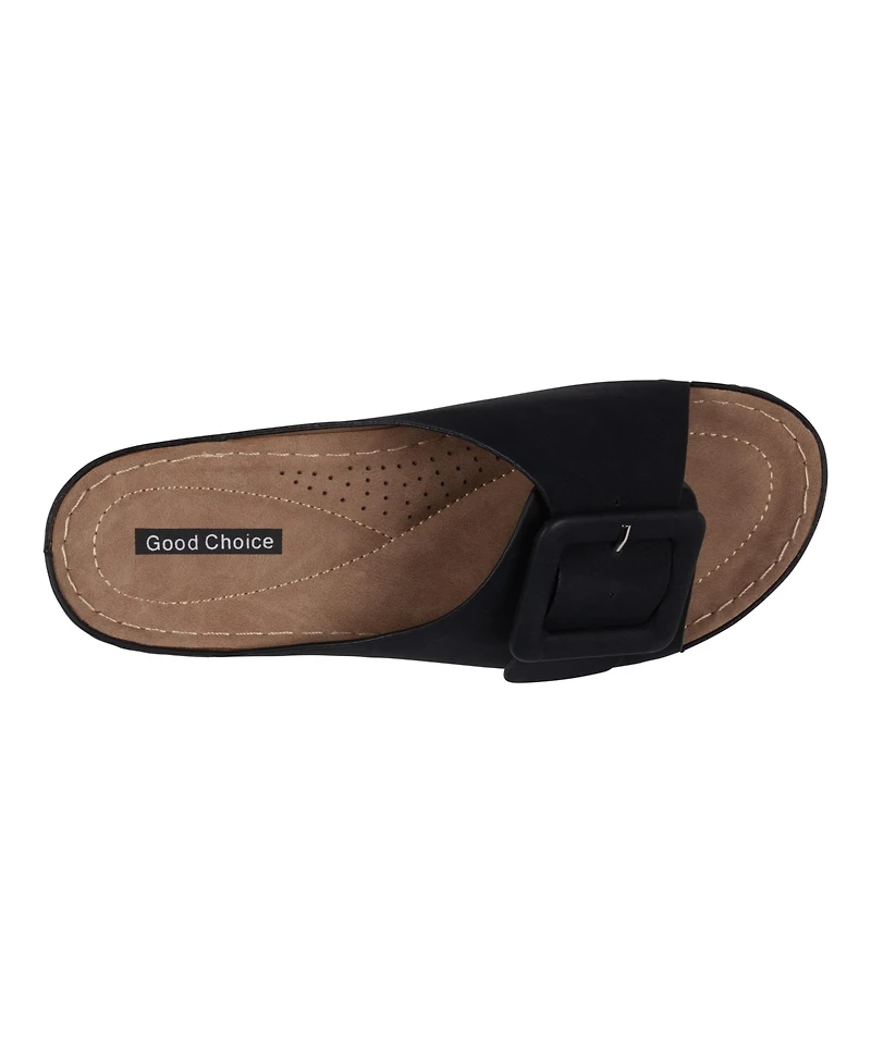 Gc Shoes Women's Hamden Buckle Comfort Flat Sandals