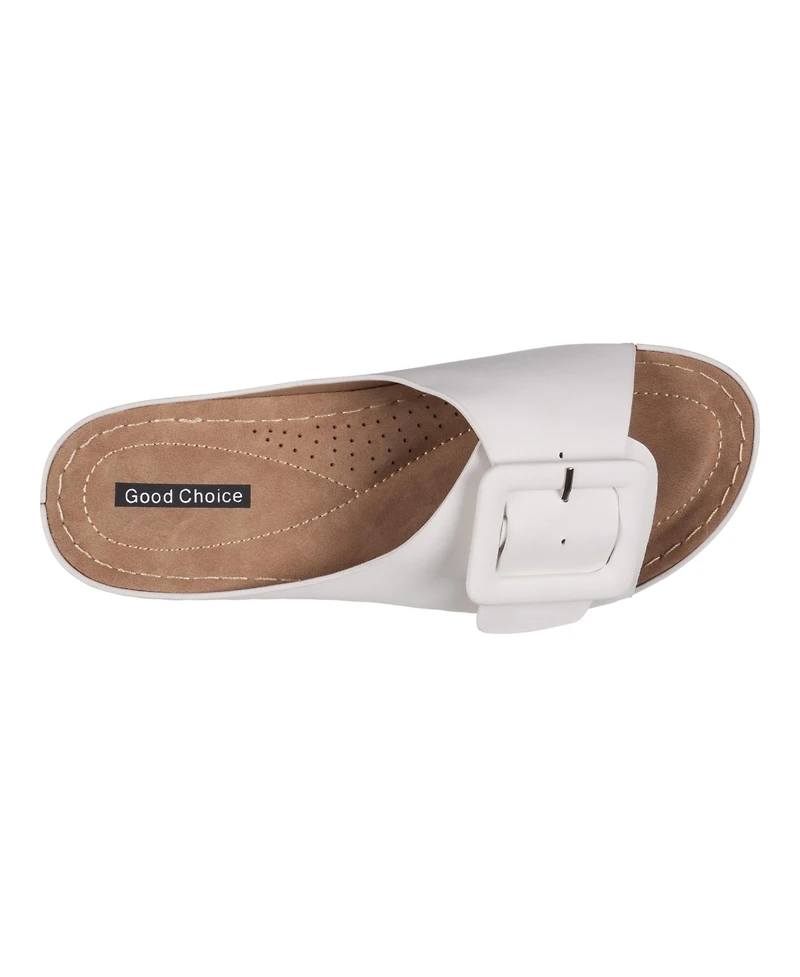Gc Shoes Women's Hamden Buckle Comfort Flat Sandals