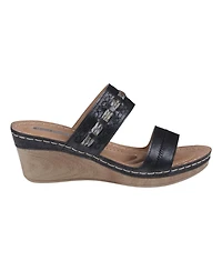 Gc Shoes Women's Mariah Double Band Slip-On Wedge Sandals