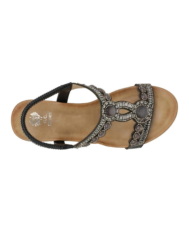 Gc Shoes Women's Fiah Jeweled Slingback Wedge Sandals