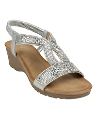 Gc Shoes Women's Celestia Embellished Cut Out Slingback Wedge Sandals