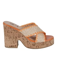 Gc Shoes Women's Elsa Woven Cork Heel Platform Sandals