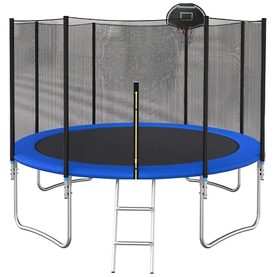 Streamdale 12 Ft Trampoline Outside Safety Net With Basketball Hoop