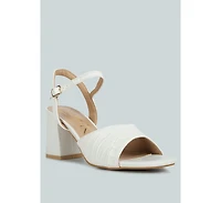 nicholas pleated strap block heel sandals