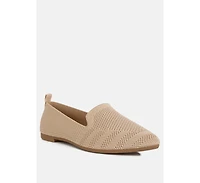 Akili Knit Textile Solid Flats Women