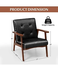Mid Century Accent Chair Tufted Reading Armchair Solid Rubber Wood