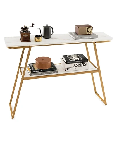 44'' Long Narrow Couch Table 2-Tier Console Table Entryway Table