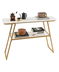 44'' Long Narrow Couch Table 2-Tier Console Table Entryway Table