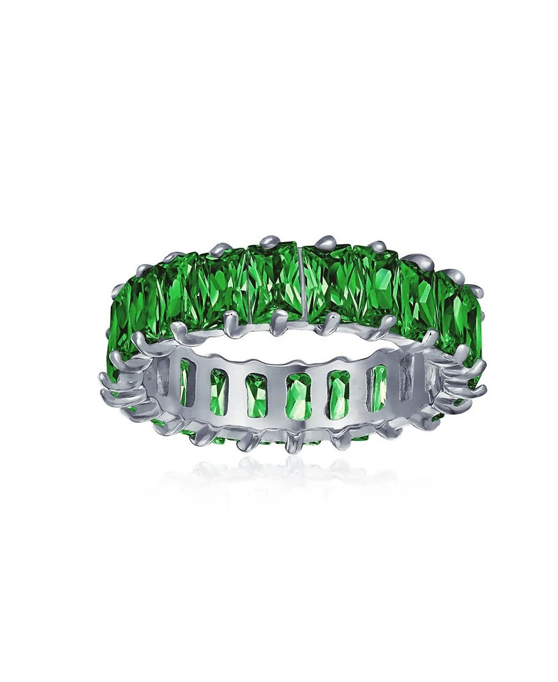 Bling Jewelry Art Deco Style Cz Cubic Zirconia Eternity Baguette Band Ring .925 Sterling Silver 4MM