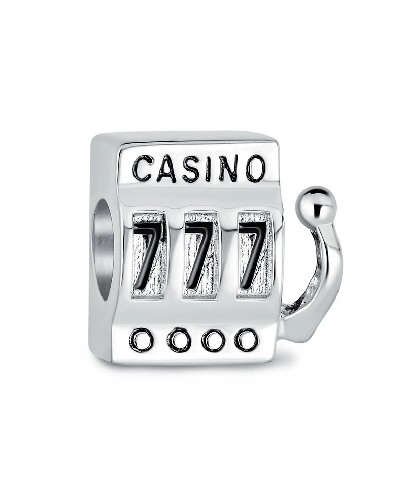 Bling Jewelry Tourism Las Vegas Good Luck Vacation Travel Lucky 777 Jackpot Casino Slot Machine Charm Bead Oxidized Sterling Silver Fits European Brac