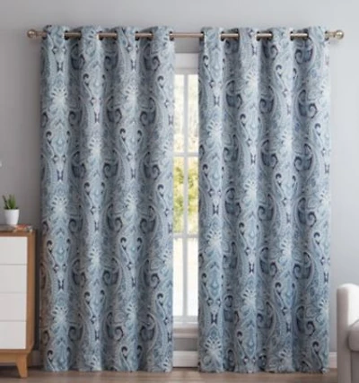 Hlc.Me Paris Paisley Decorative Print Damask Pattern Thermal Insulated Blackout Energy Savings Room Darkening Soundproof Grommet Window Curtain Panels For Bedroom Set Of 2