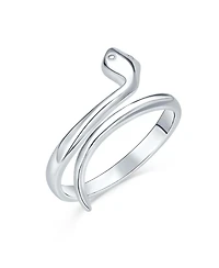 Bling Jewelry Minimalist Delicate Midi Knuckle Thin 1MM Band Stackable Bypass Wrap Snake Serpent Ring14K Gold Plated .925 Sterling Silver