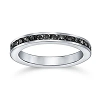 Bling Jewelry Cubic Zirconia Thin Stackable Cz Channel Set Eternity Band Ring .925 Sterling Silver 3MM