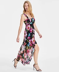 Connected Petite Chiffon High-Low Sheath Dress