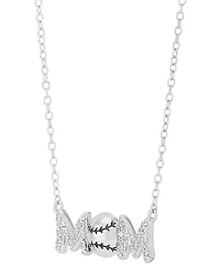 Diamond Baseball Mom Pendant Necklace (1/10 ct. t.w.) in Sterling Silver or 14k Gold-Plated Sterling Silver, 16" + 2" extender