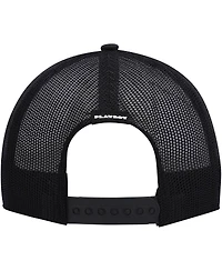 Men's Playboy White, Black Foam Trucker Snapback Hat