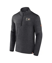 Men's Fanatics Heather Charcoal Philadelphia Flyers Authentic Pro Quarter-Zip Pullover Top